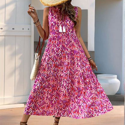 Summer V-Neck Cotton Midi Dress