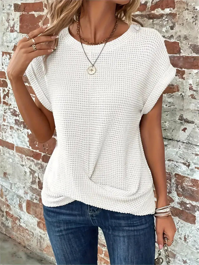 Relaxed Fit Textured Crew Neck T-Shirt - Olytrend