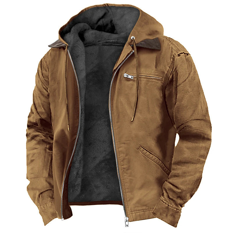 Casual Fit Fleece Hoodie Jacket with Utility Pockets - Nocini