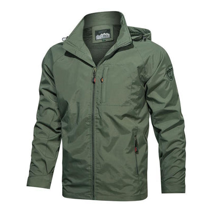 Waterproof Men's Hooded Jacket with Zip Pockets