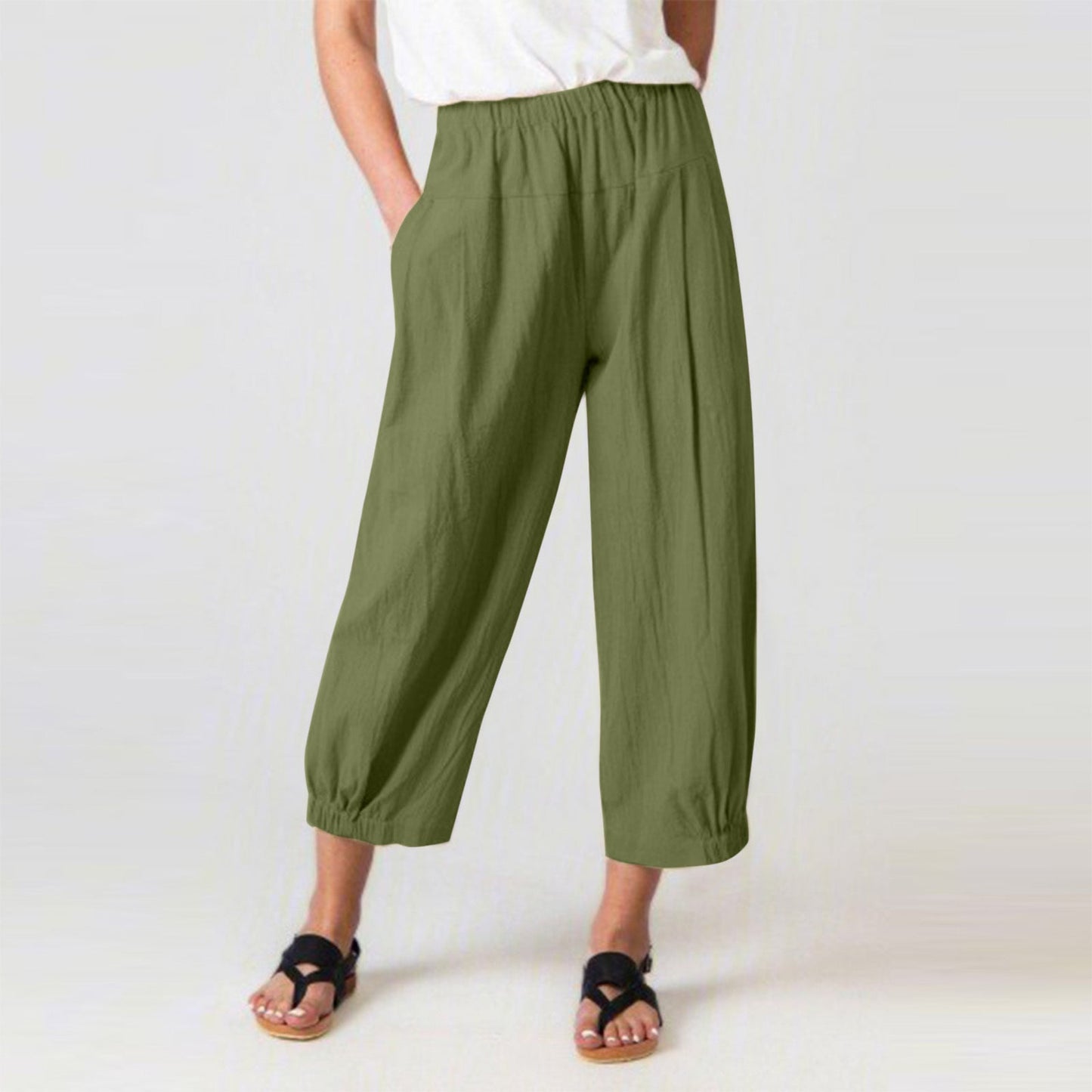 Comfy Women's Elastic Waist Pants with Pockets