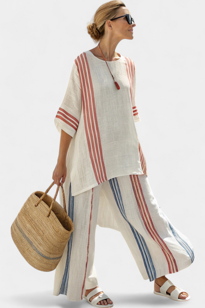 Stylish Colorful Striped Shirt & Coastal Trousers