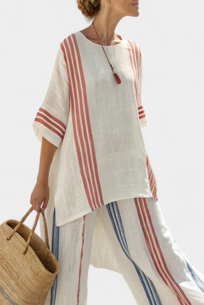 Stylish Colorful Striped Shirt & Coastal Trousers