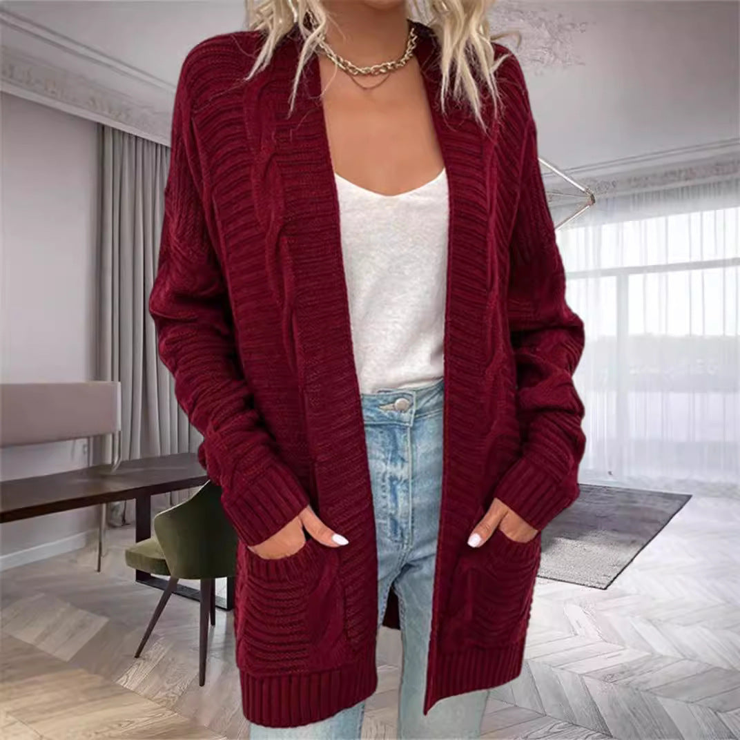 Cozy Oversized Wool Cardigan with Pockets