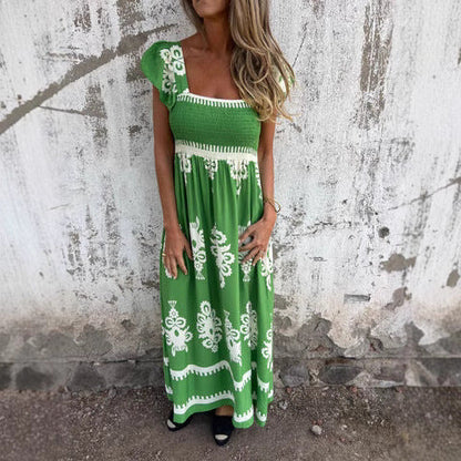 Flowy Women's Maxi Dress with Smocked Top