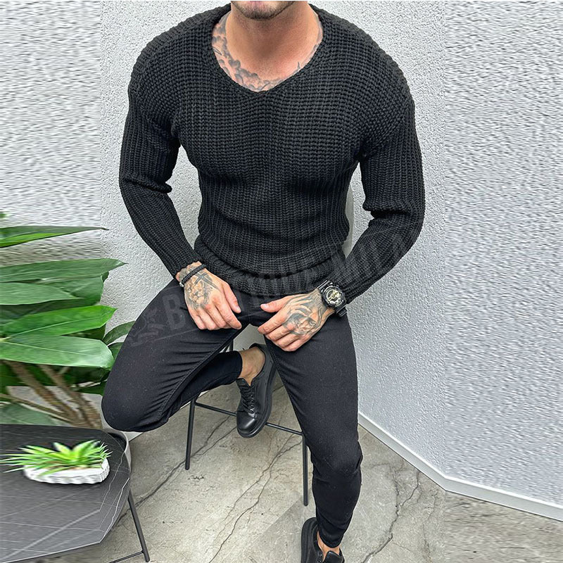Men's Fit Crew Neck Knit Sweater Long Sleeve