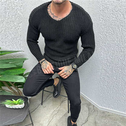 Men's Fit Crew Neck Knit Sweater Long Sleeve