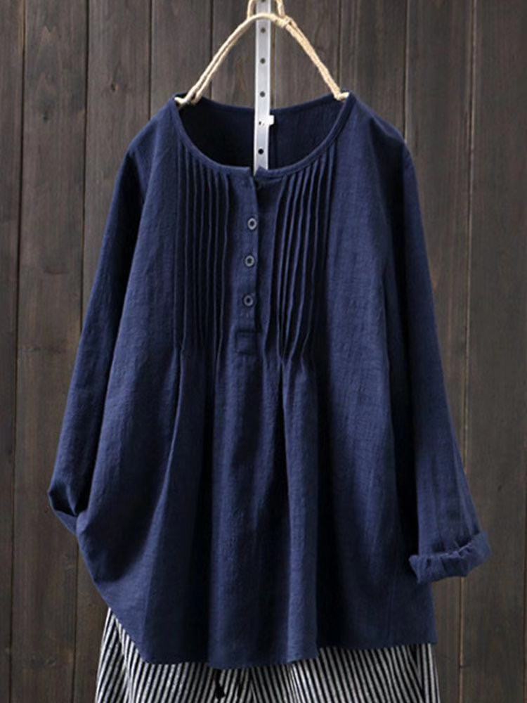 Comfortable Women's Loose Fit Blouse with Buttons