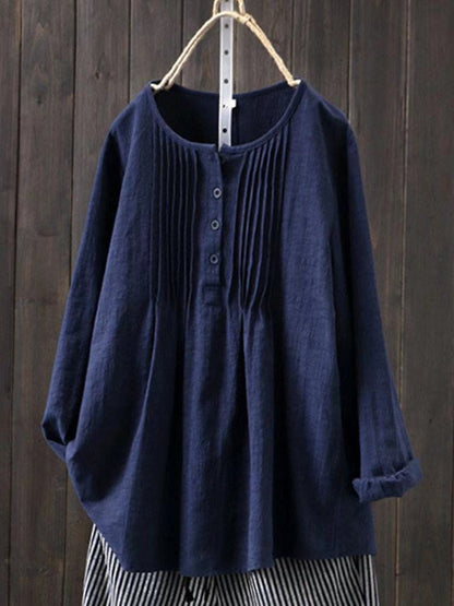 Comfortable Women's Loose Fit Blouse with Buttons