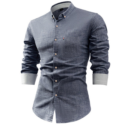 Slim Fit Men's Long Sleeve Casual Button Shirt