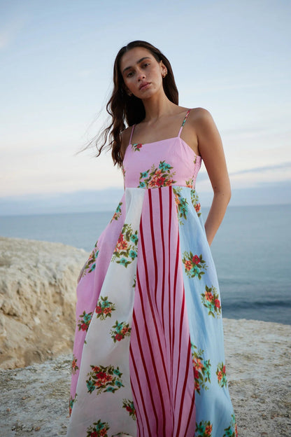 Loose Fit Maxi Dress with Floral Print
