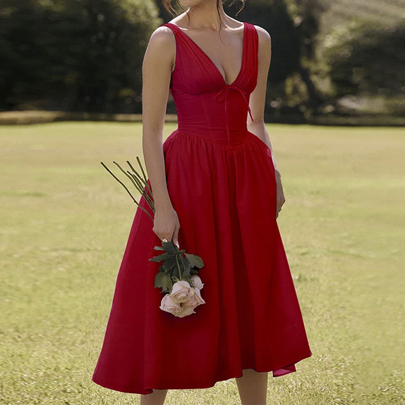 Casual Floral V-Neck Spaghetti Strap Dress