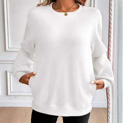 Cozy Women's Crew Neck Sweatshirt Soft Long Sleeve Top - Nocini