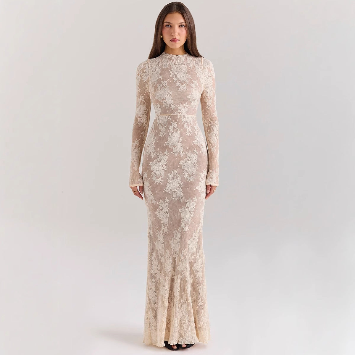 Elegant Full Length Lace Women's Dress - Nocini