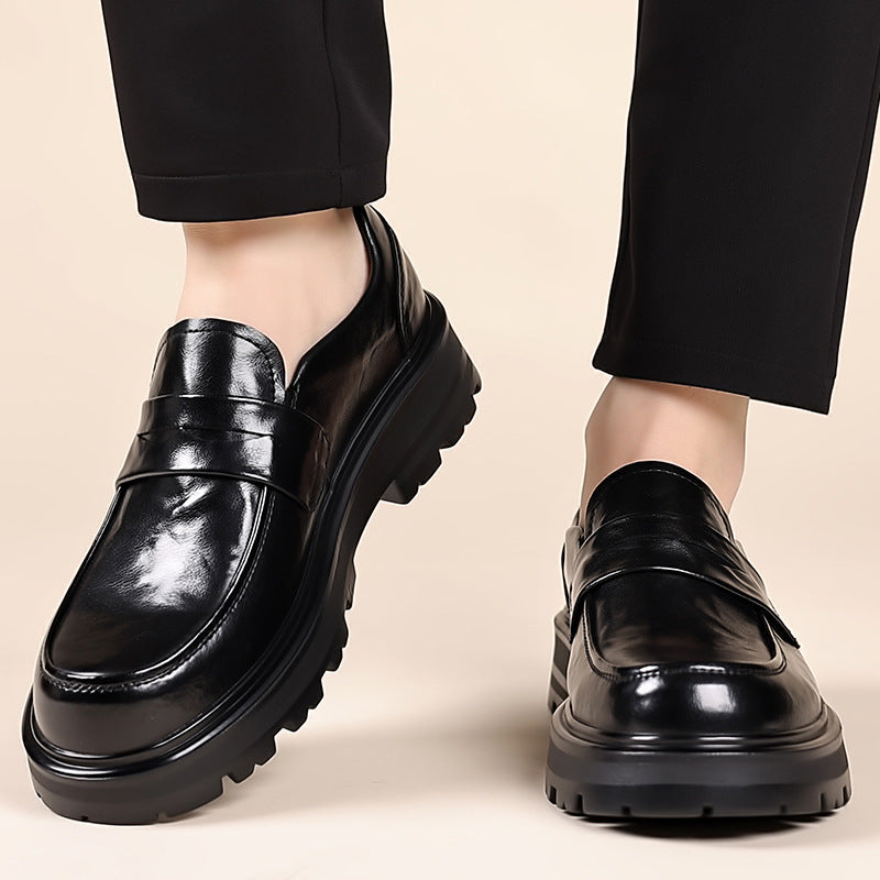 Classic Men's Thick Leather Slip On Shoes - Nocini