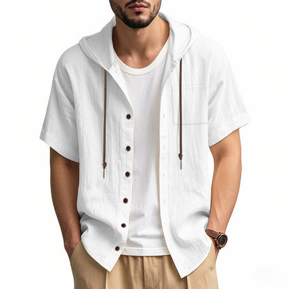 Casual Linen Hoodie Shirt for Men