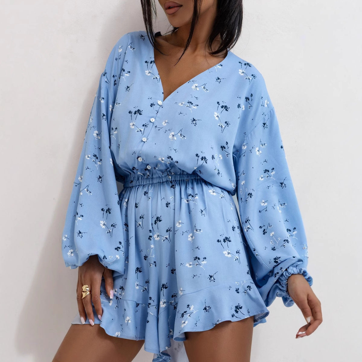 Casual V-Neck Long Sleeve Women's Jumpsuit