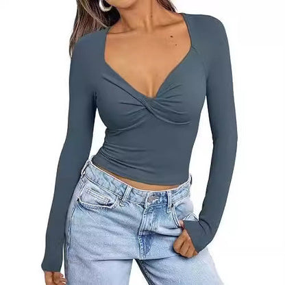 Fitted Women's V-Neck Long Sleeve Tee
