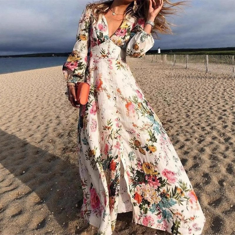 Comfortable Women's Long Sleeve Maxi Dress - Nocini