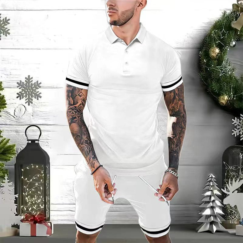 Slim Fit Mens Polo Shirt with Moisture Wicking Stripes