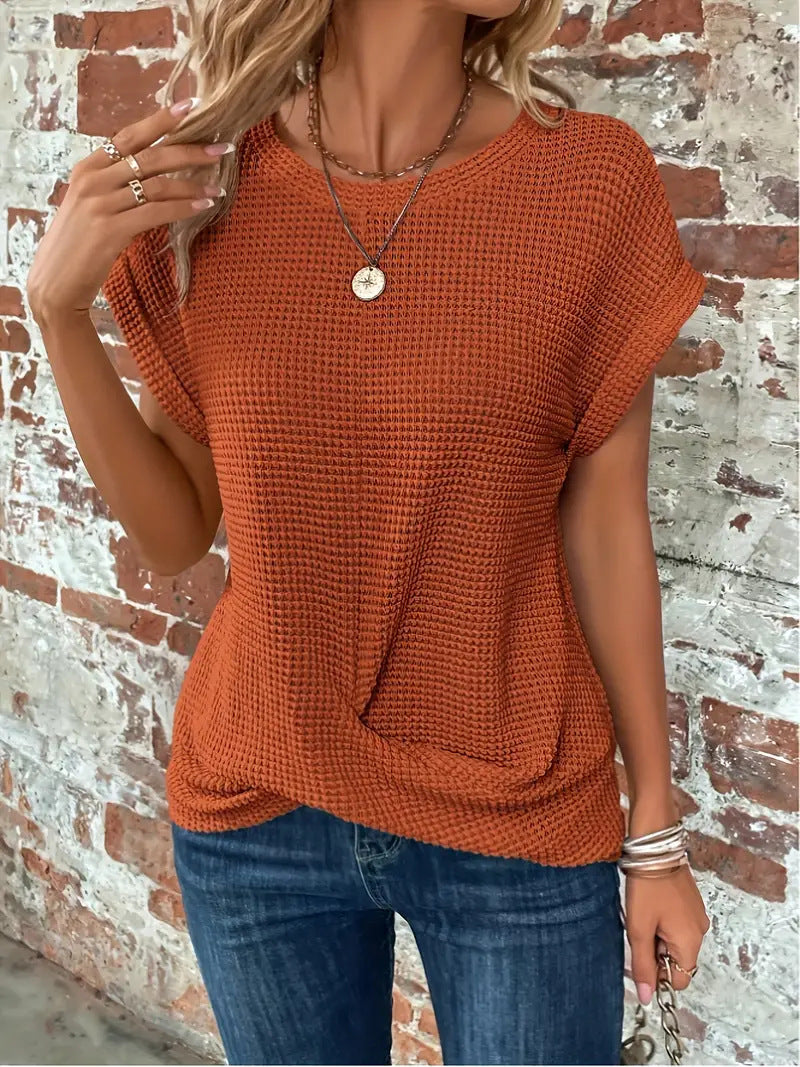 Relaxed Fit Textured Crew Neck T-Shirt