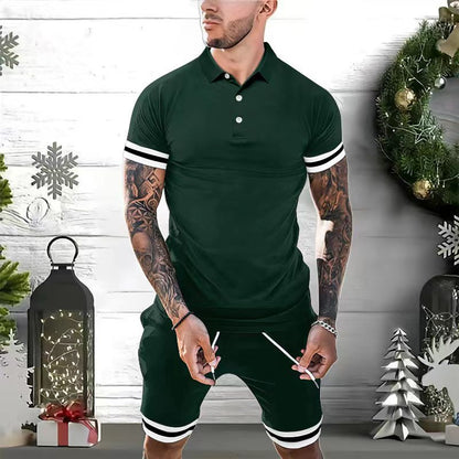 Slim Fit Mens Polo Shirt with Moisture Wicking Stripes
