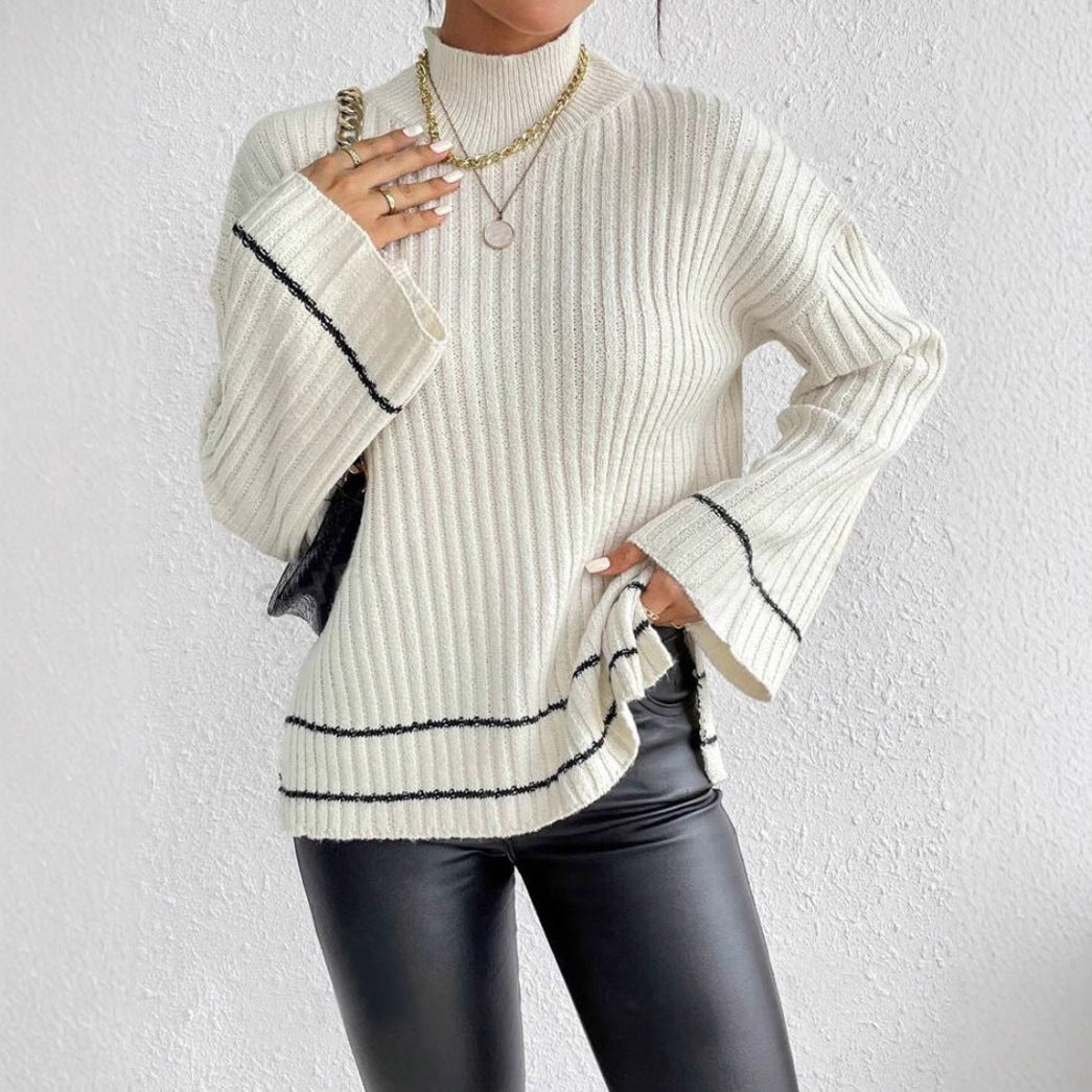 Relaxed Fit Striped Crew Neck Sweater - Nocini