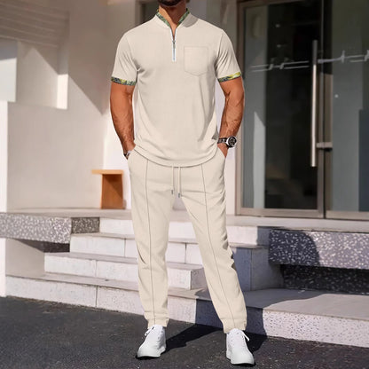 Men's Athletic Fit Tracksuit with Zip Top and Pants