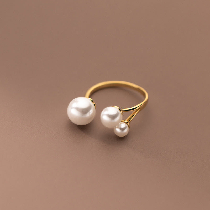 Simple 3 Pearl Adjustable Ring - Nocini