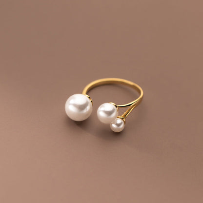 Simple 3 Pearl Adjustable Ring - Nocini