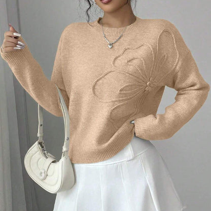 Soft Floral Crew Neck Women's Sweater