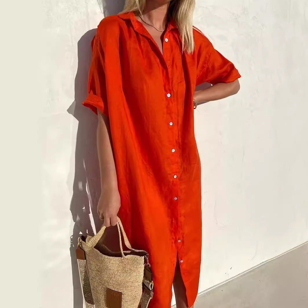Casual Cotton Short Sleeve Dress