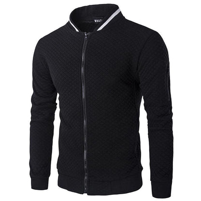 Men's Slim Quilted Zip Cardigan Sweater
