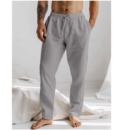 Comfortable Linen Mens Pants Elastic Waistband