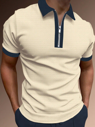 Men's Slim Fit Polo Shirt with Zip and Moisture Wicking Fabric - Nocini