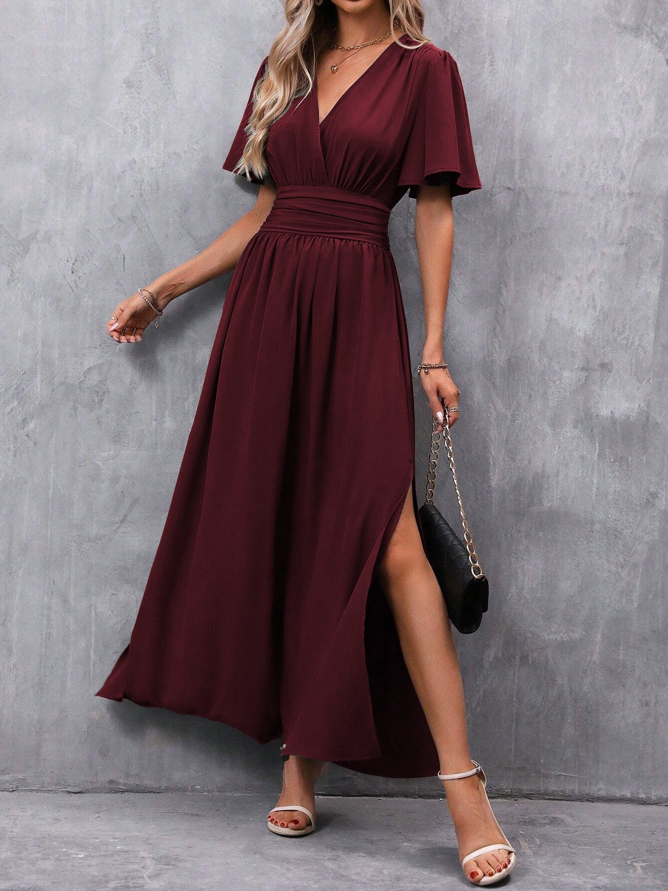 Ladies' Chic Long V-Neck Evening Dress