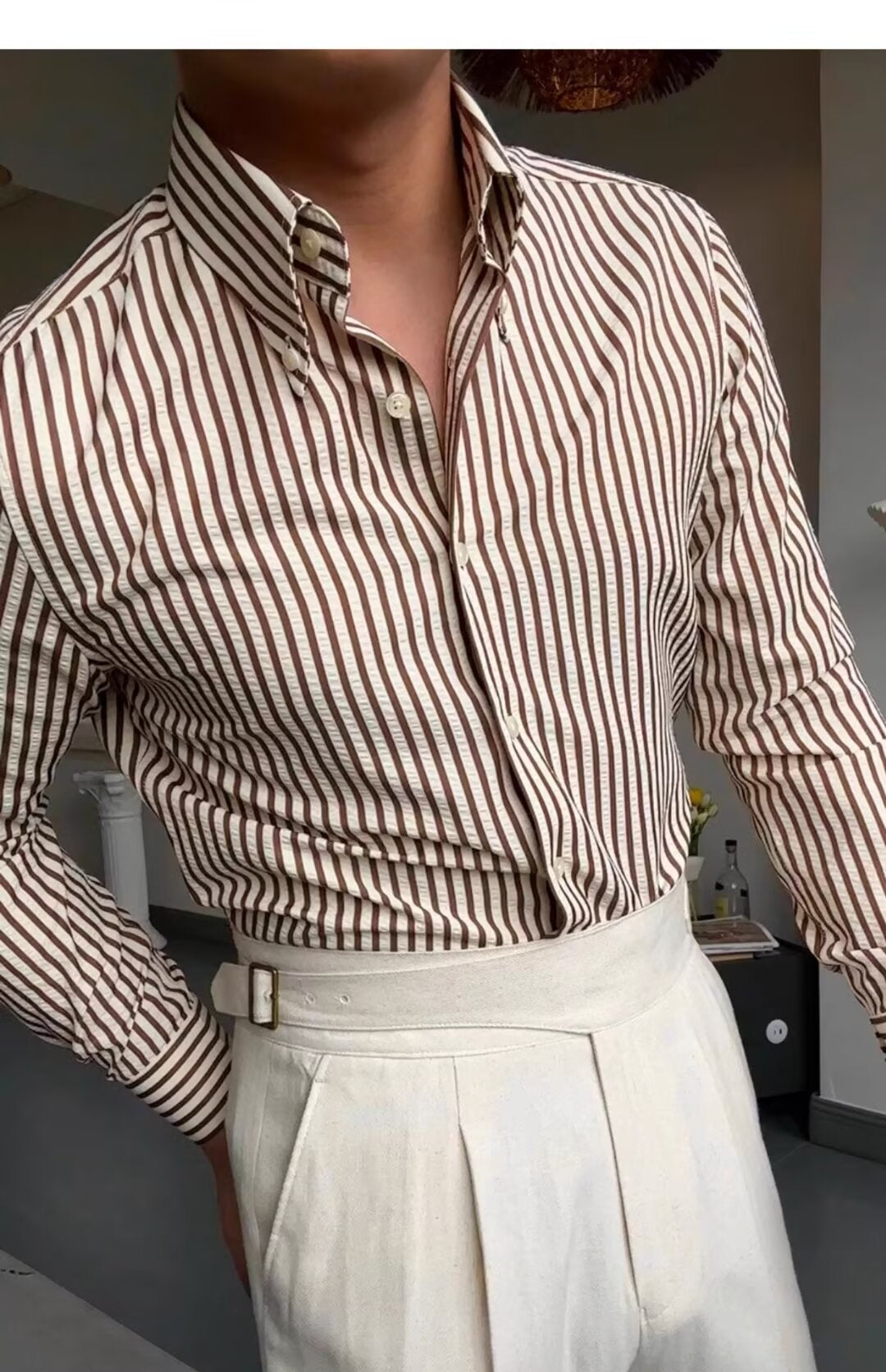 Slim Fit Men's Striped Cotton Shirt - Nocini