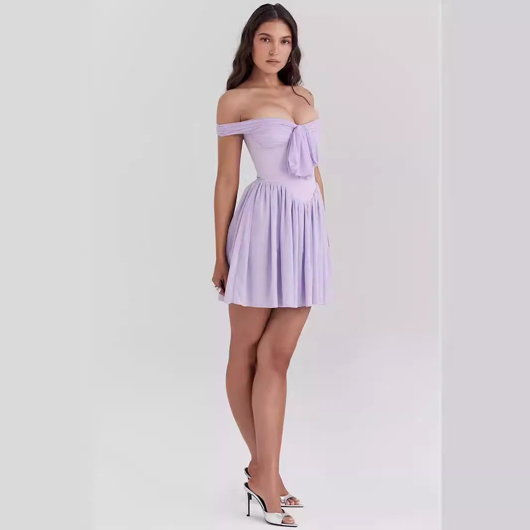 Women's Casual Off Shoulder A-Line Mini Dress - Nocini