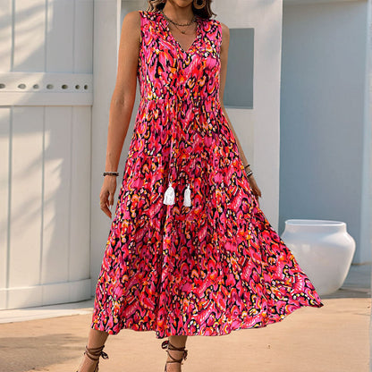 Summer V-Neck Cotton Midi Dress