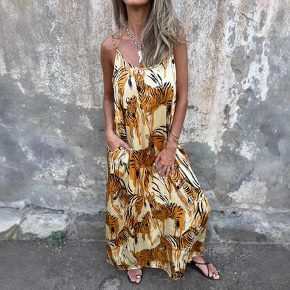 Comfy Women's Maxi Dress with Pockets and Adjustable Straps - Nocini