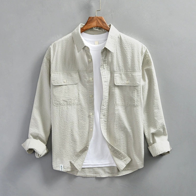 Casual Men's Cotton Long Sleeve Striped Shirt - Nocini