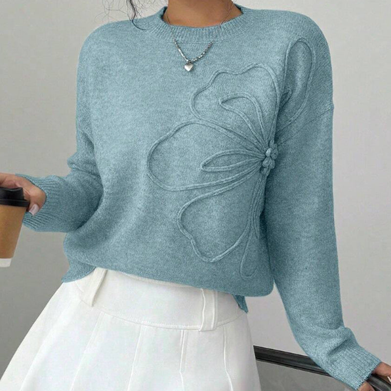 Soft Floral Crew Neck Women's Sweater