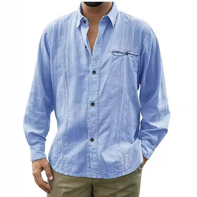 Casual Linen Shirt with Pocket for Men - Nocini