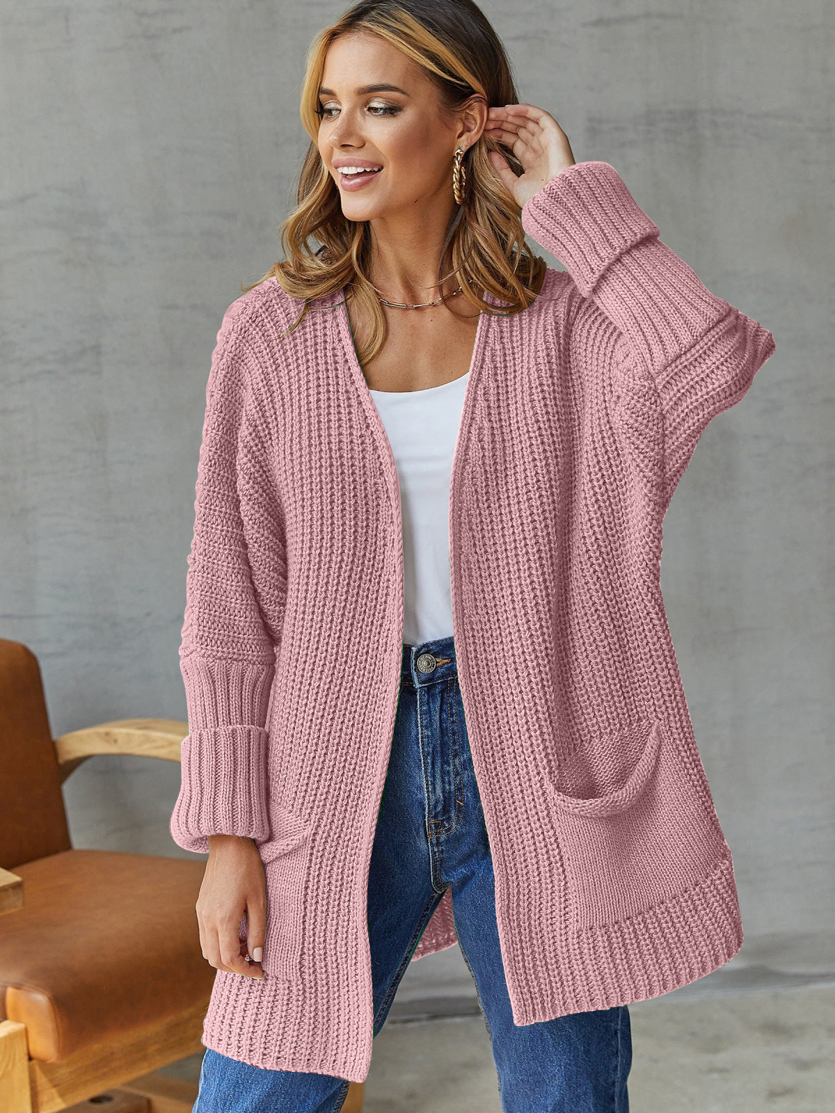 Cozy Oversized V-Neck Women's Cardigan Sweater