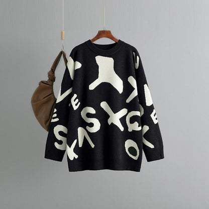 Classic Crew Neck Graphic Sweater for Women - Nocini
