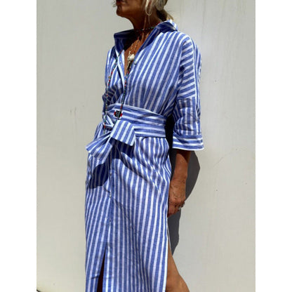 Casual Striped Button Dress for Women