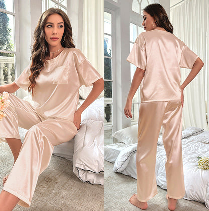 Ladies' Soft Sleepwear Set - Silk Pajamas Top & Bottom