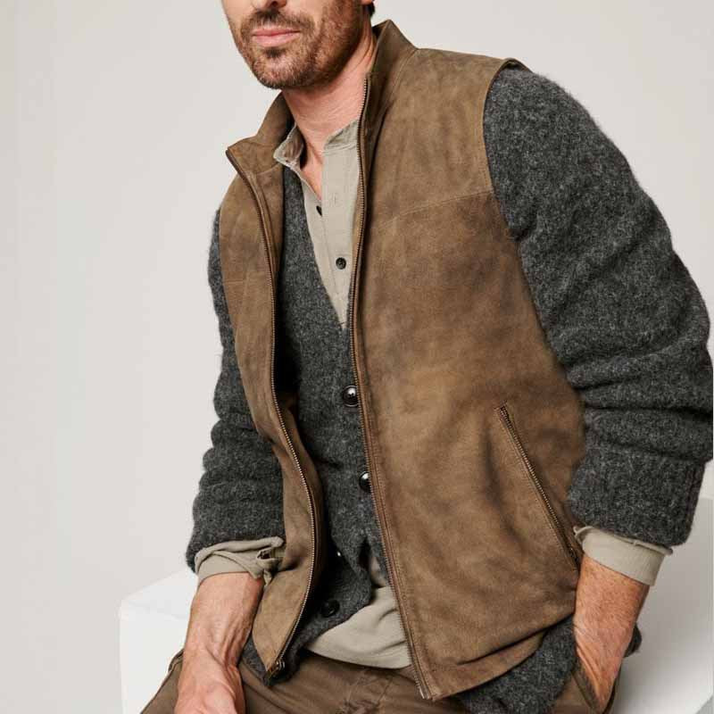 Casual Suede Mens Vest with Pockets - Nocini