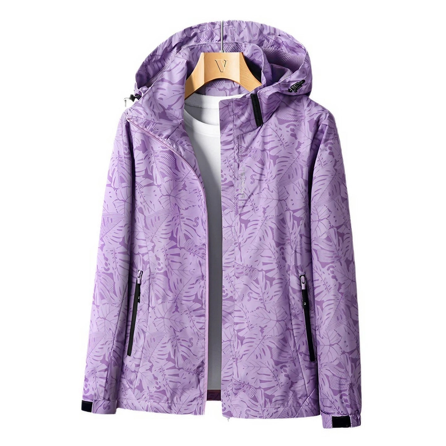 Waterproof Women's Windbreaker Jacket with Zip Pockets