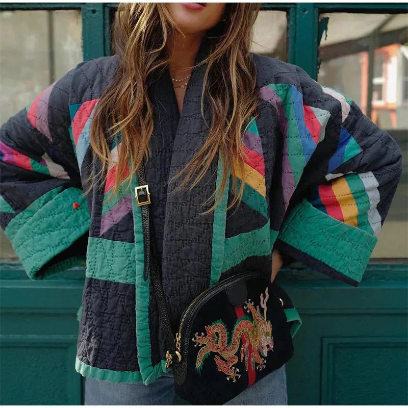 Women's Padded Coat Oversized Patchwork Parka - Nocini